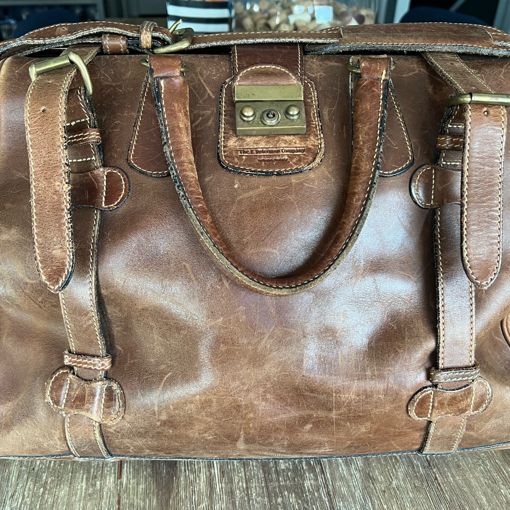 Leather Weekender Travel Bag  Brown